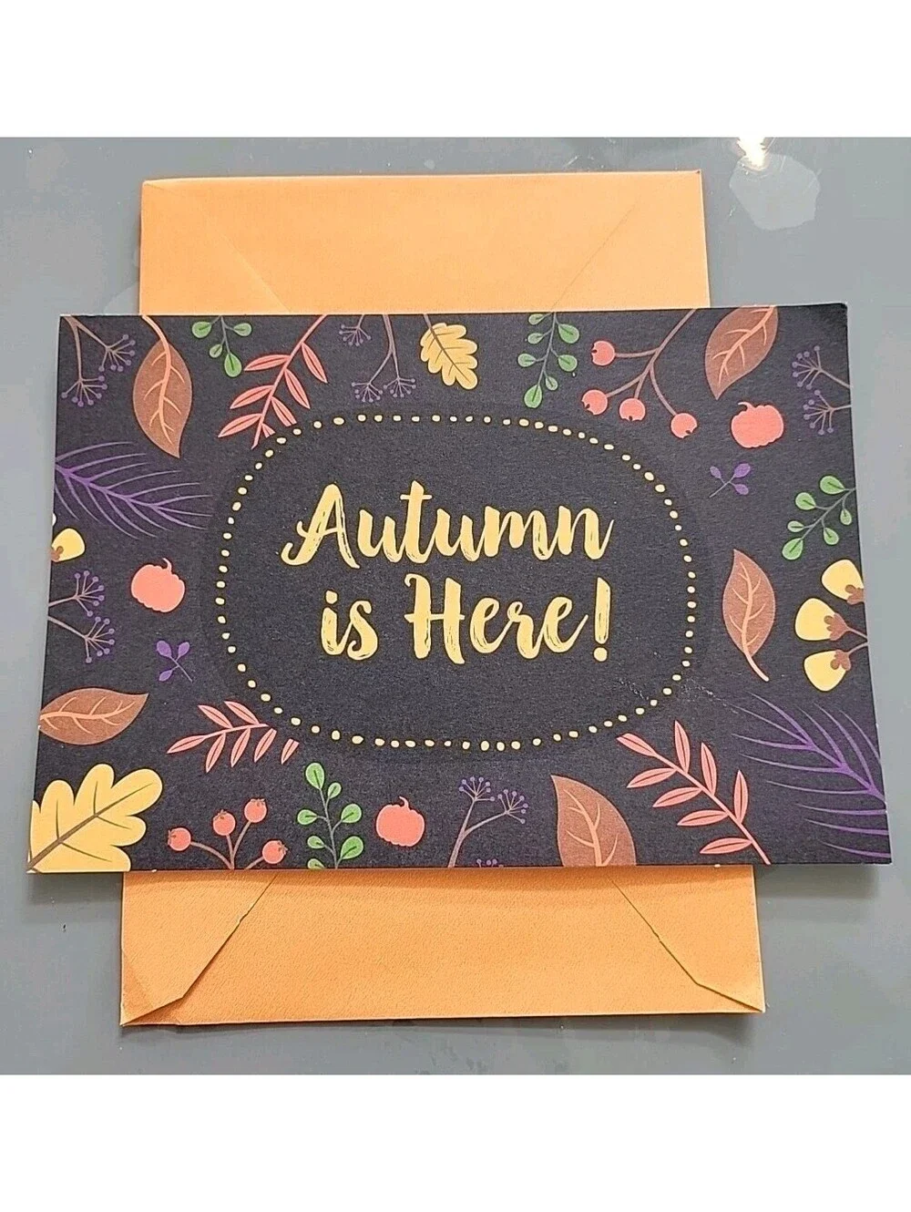 Vintage Hallmark Autumn Greetings Card NOS General For All Fall Leaves 5x7